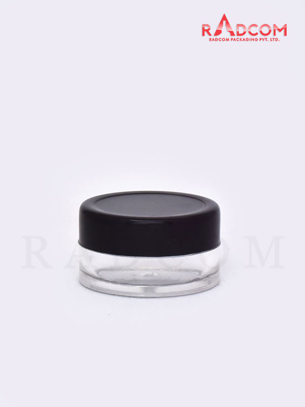 8 GM Clear SAN Cream Jar with Lid and Black ABS Cap